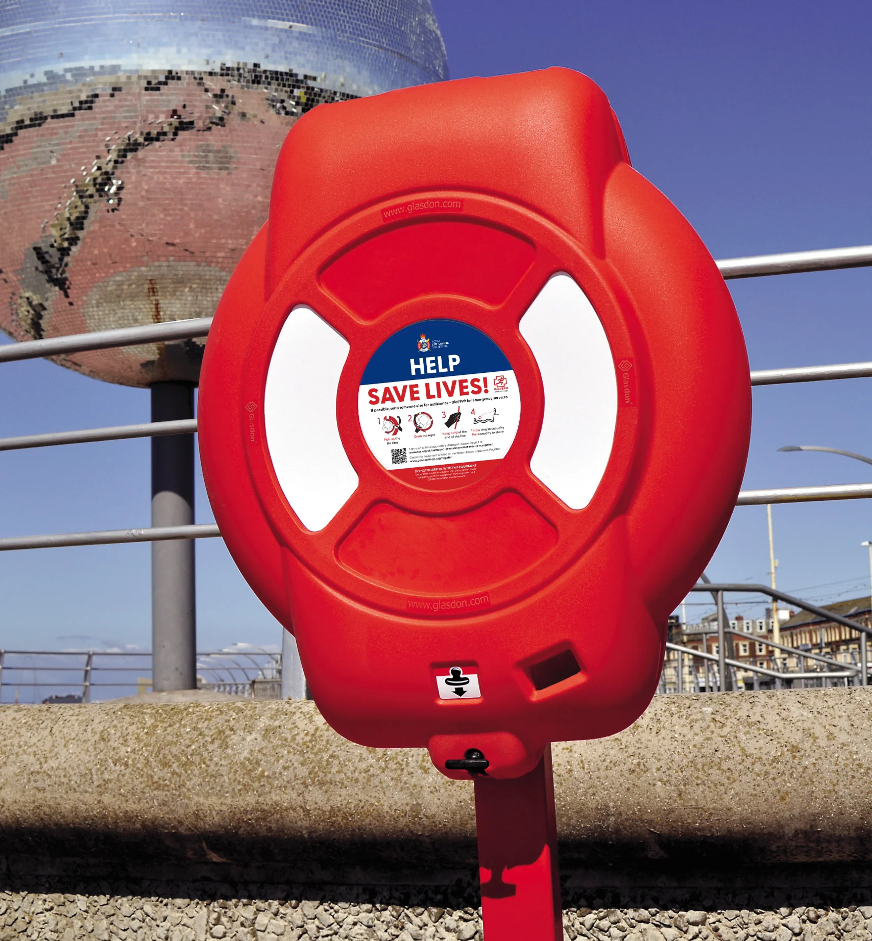 Guardian™ 750mm Lifebuoy & Housing | Inspection Window | Optional Fixings | Glasdon - Image 3