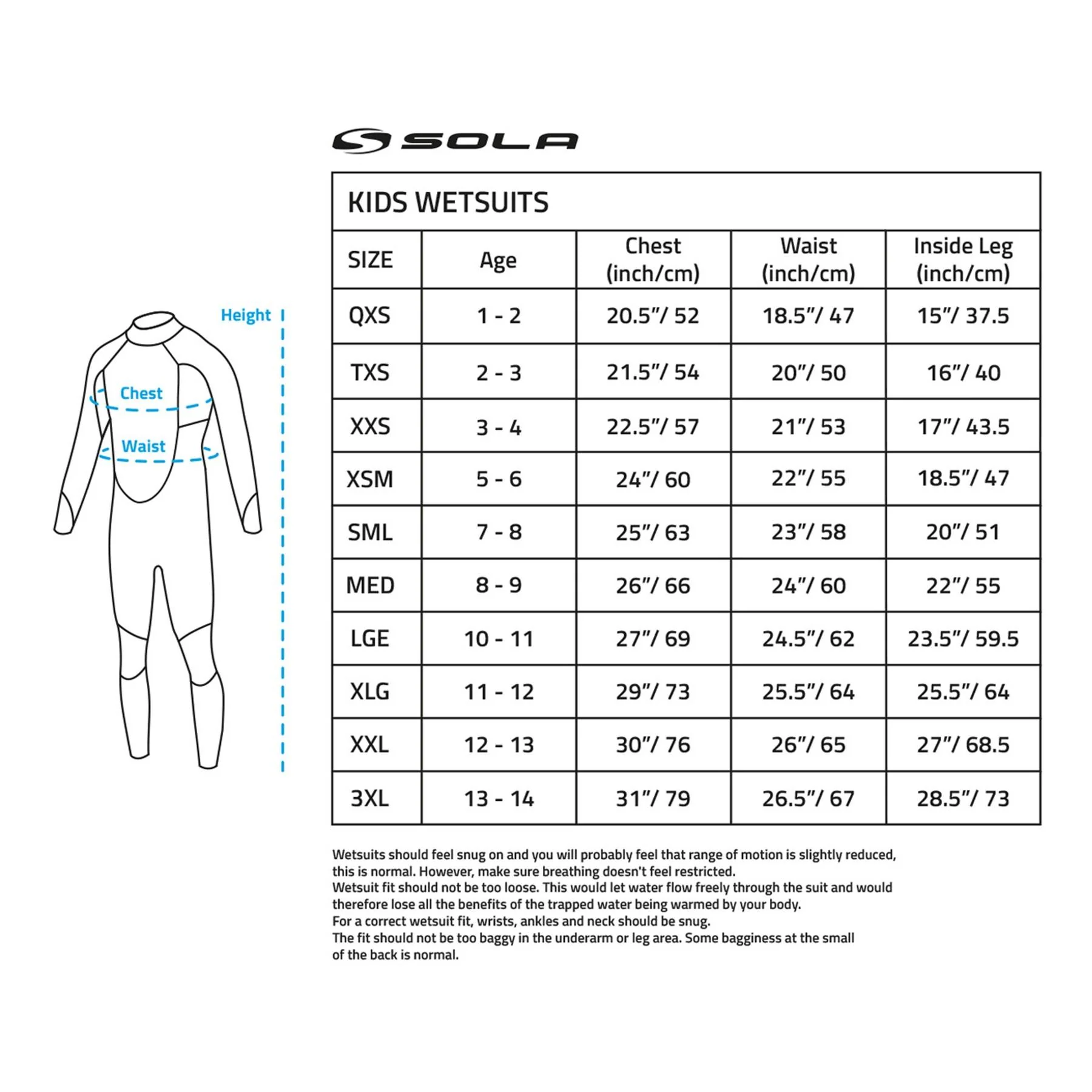 Kids Wetsuit | 3mm Full Length | Sola Storm - Image 11