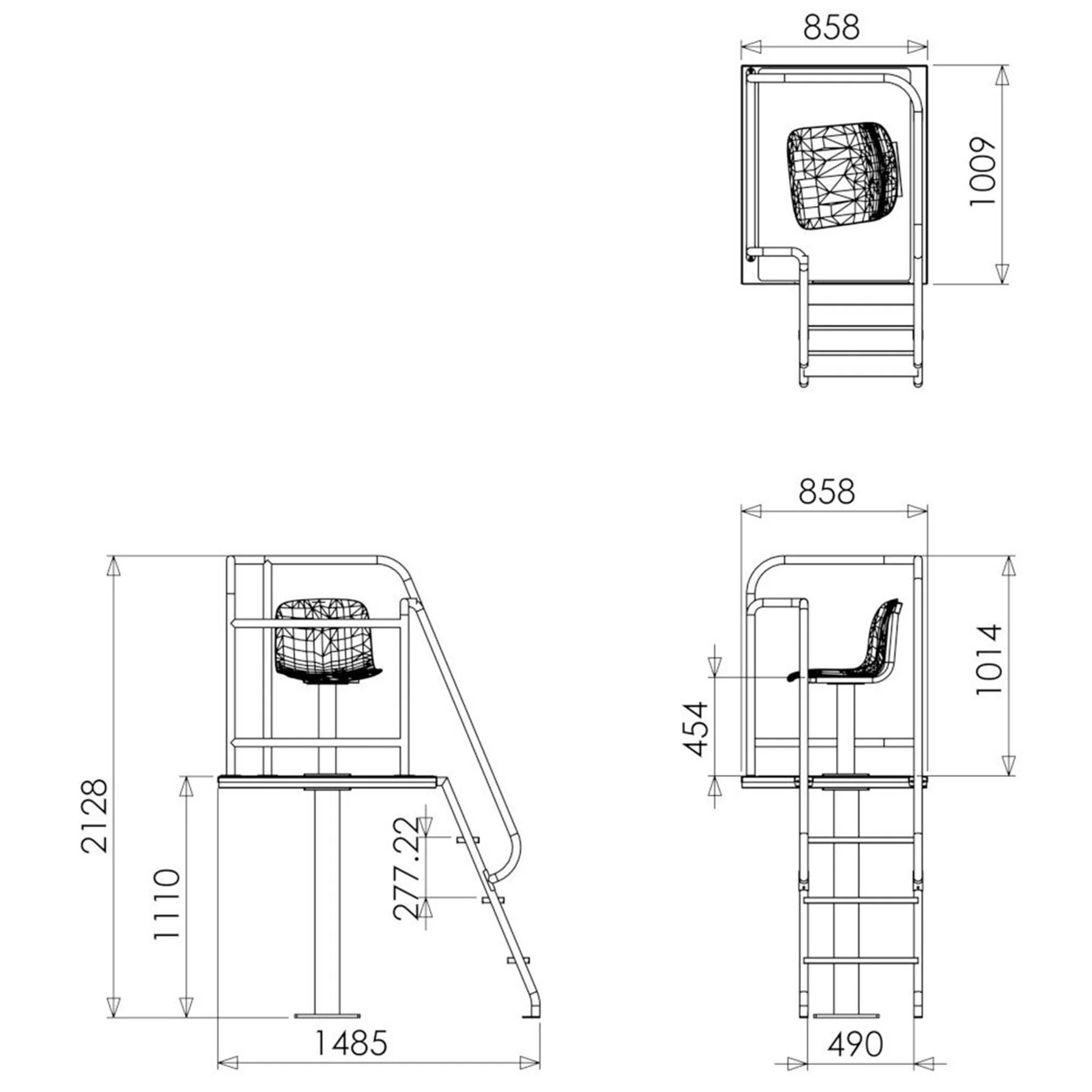 Pedestal Pool Lifeguard Chair | Swivel Seat - Image 2