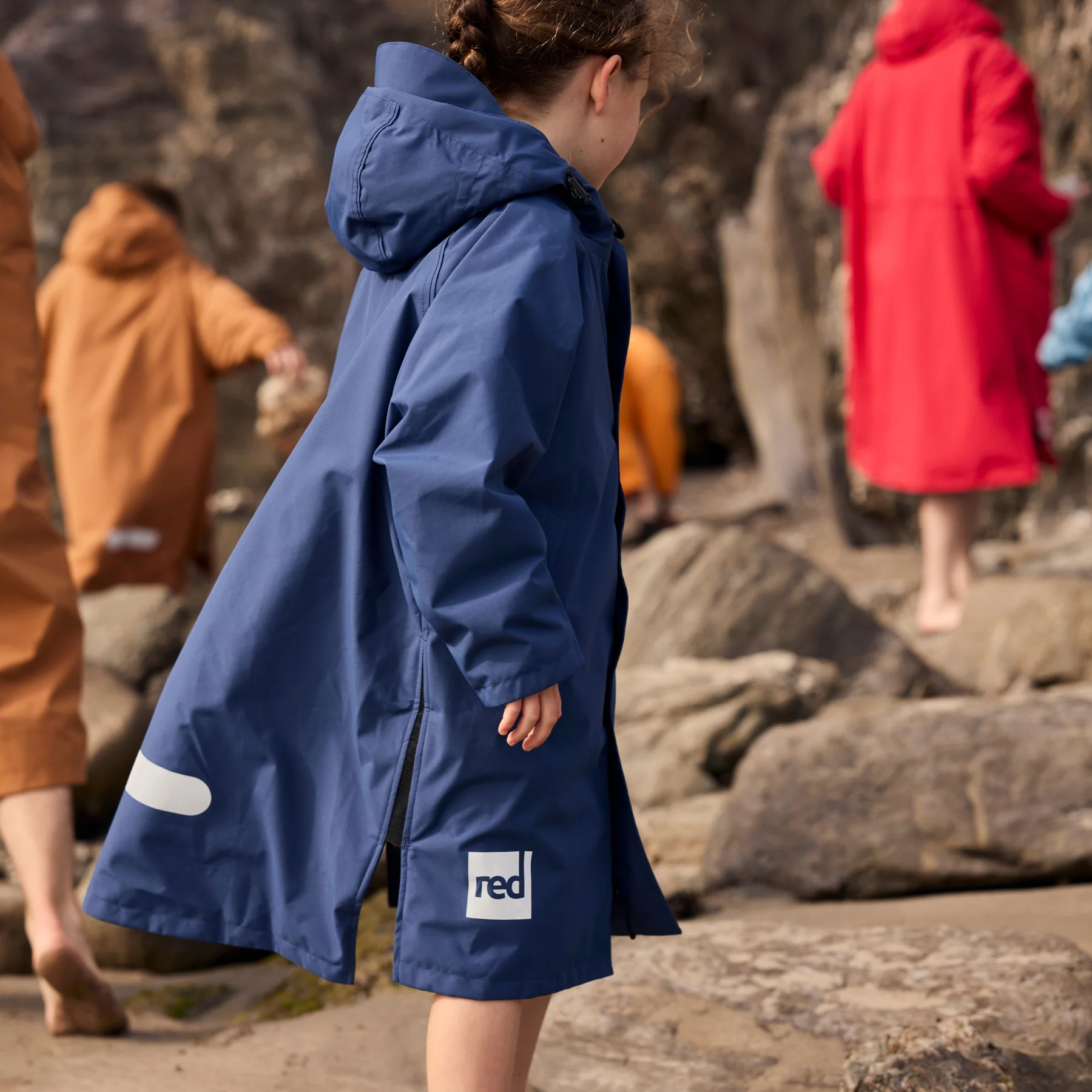 Red | Kids Long Sleeve Waterproof Changing Robe | EVO Pro | Blue - Image 4