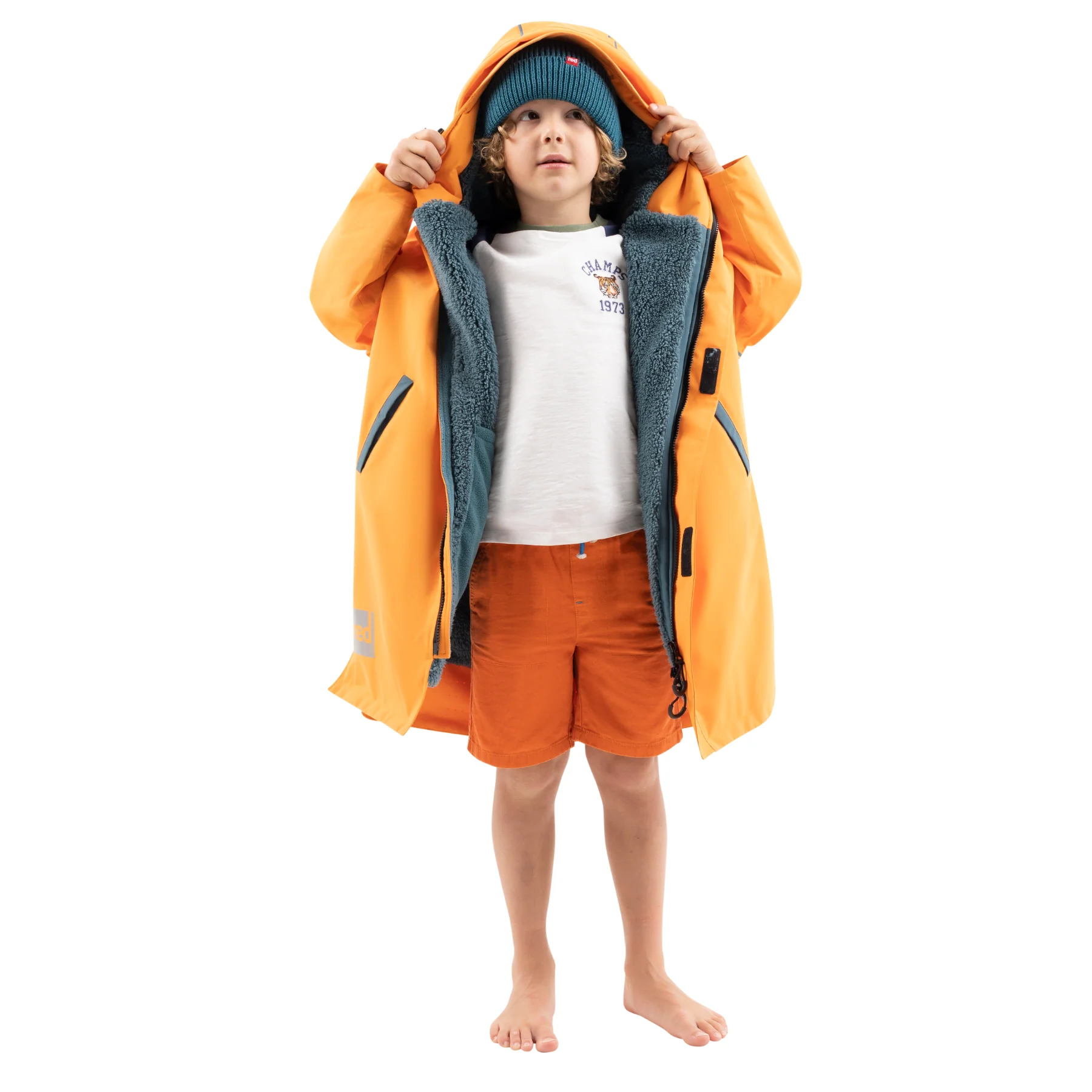Red | Kids Long Sleeve Waterproof Changing Robe | EVO Pro | Orange - Image 6