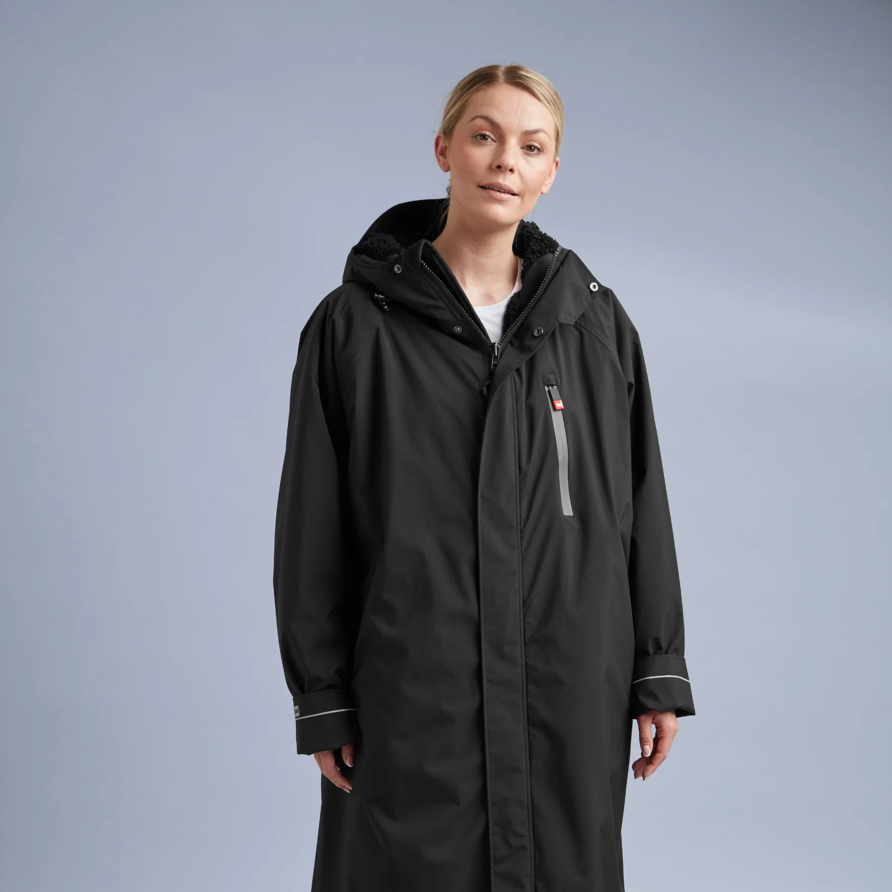 Red | Long Sleeve Waterproof Changing Robe | EVO Pro | Stealth Black - Image 8
