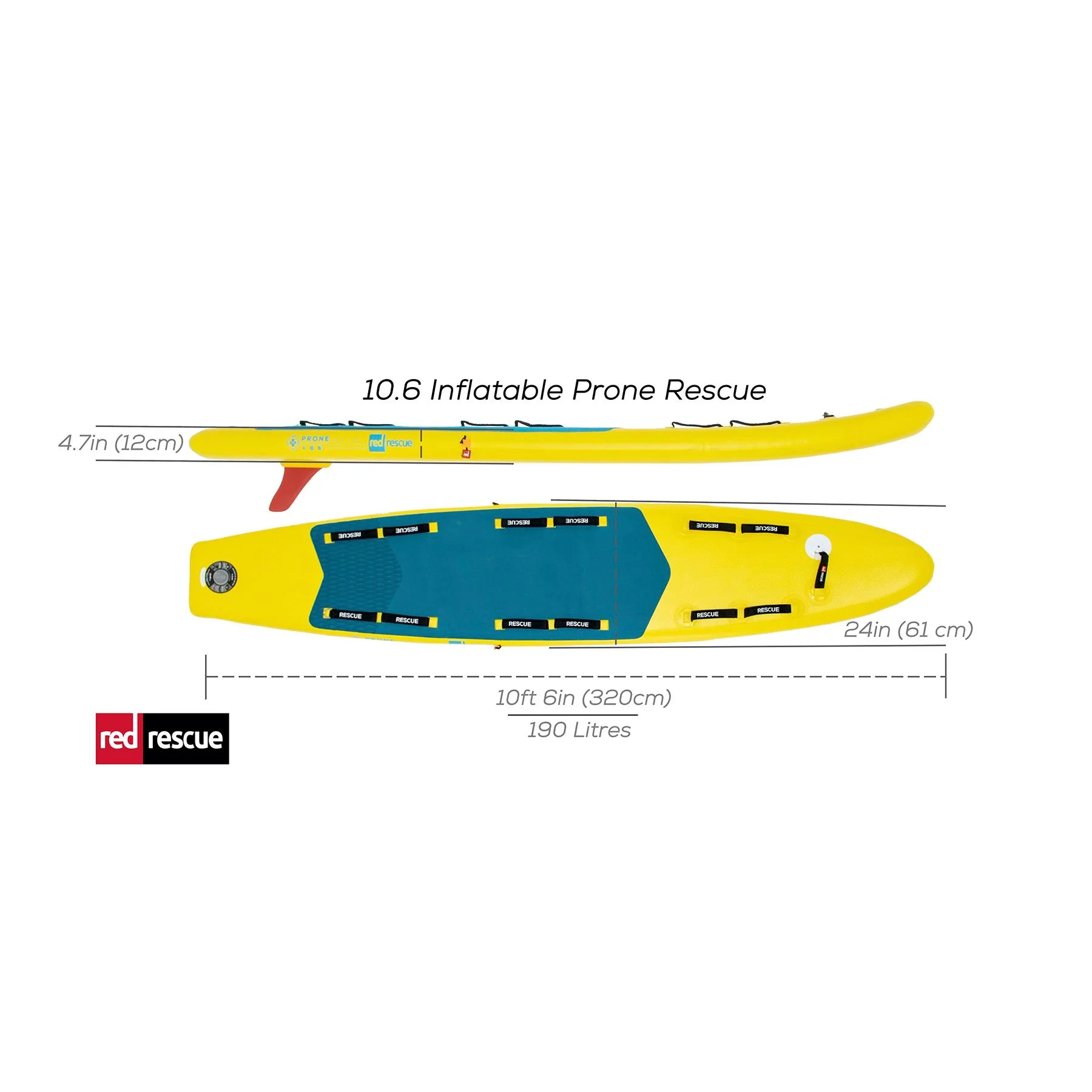 Red Rescue | Inflatable Prone Rescue | 10'6" Rescue Paddle Board - Image 4