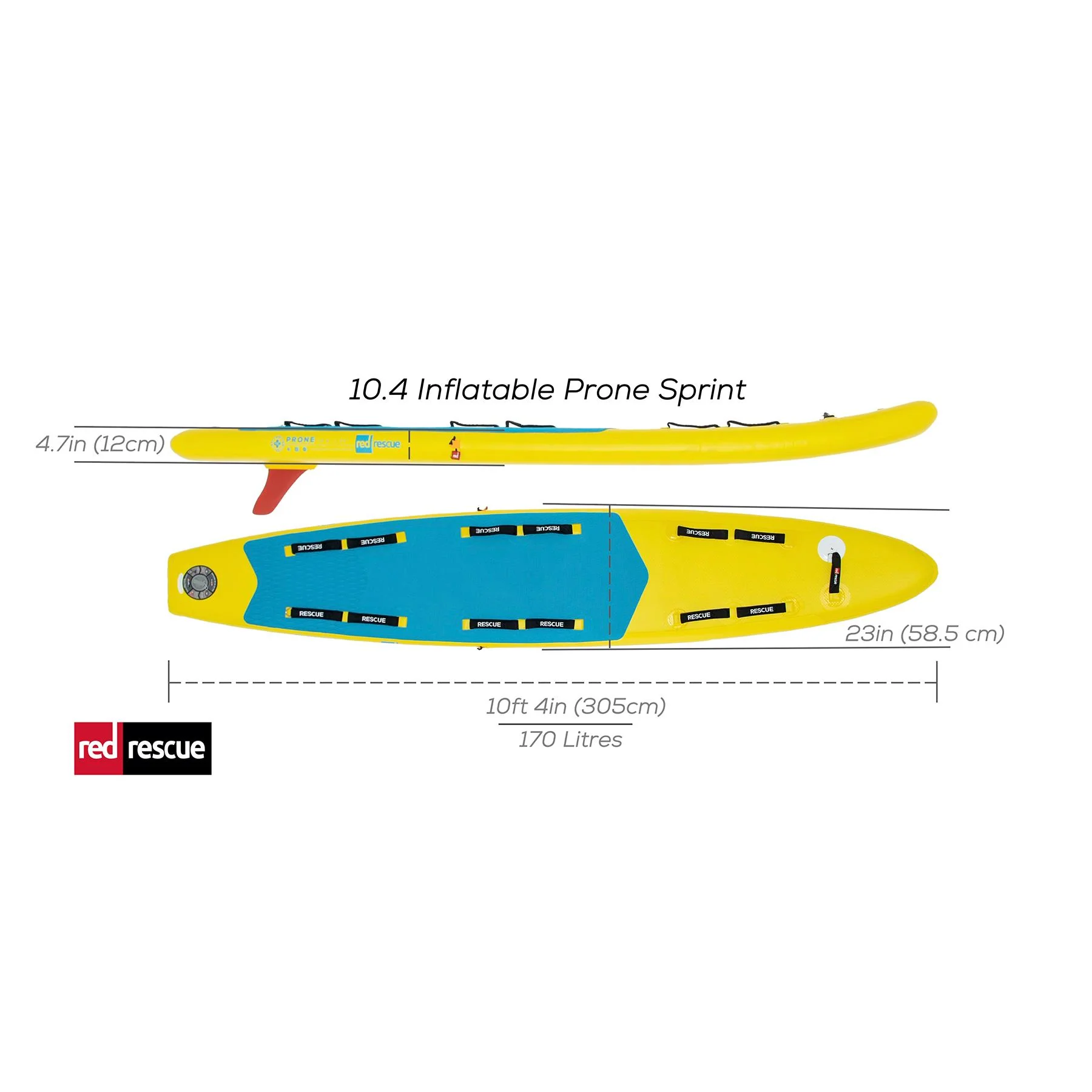 Red Rescue | Inflatable Prone Sprint | 10'4" Rescue Paddle Board - Image 4