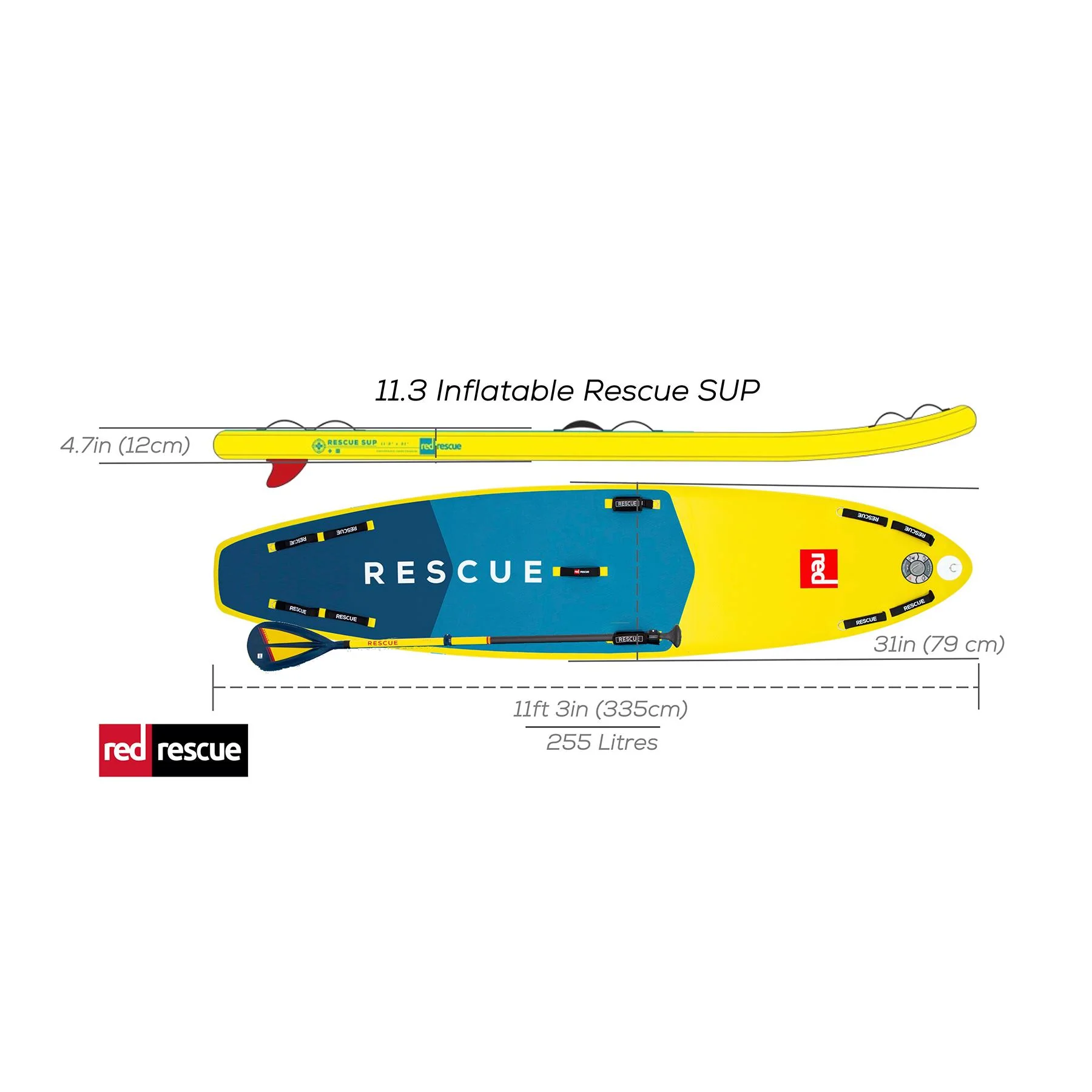 Red Rescue | Inflatable Rescue SUP | 11'3" Rescue Paddle Board - Image 3