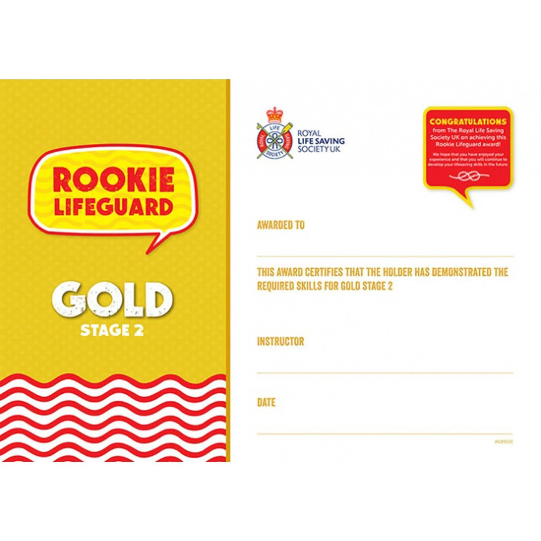 Rookie Lifeguard | Gold Award Certificates | Stages 1 to 3 (Packs of 5) - Image 3